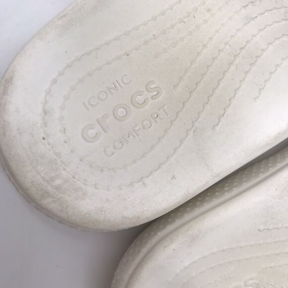 Iconic Crocs Comfort White Sandals Classic Slide Unisex M6 W8 Waterproof Shower - Picture 11 of 11